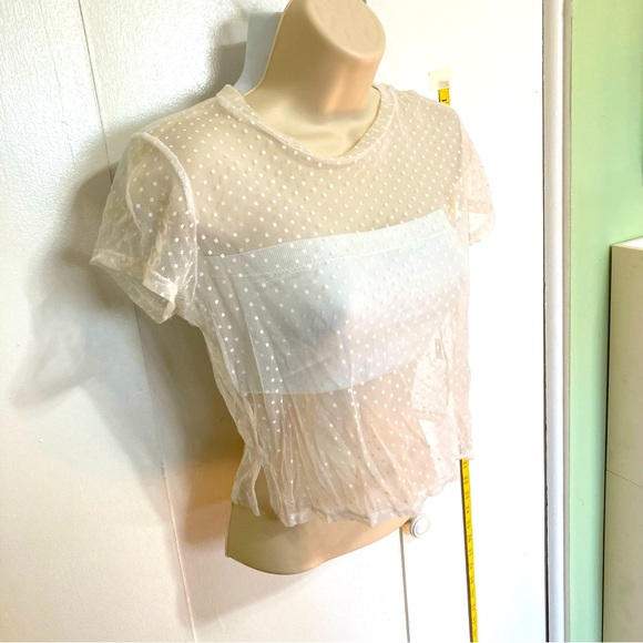 PacSun LA Hearts sheer polka dot crop top Medium - Picture 2 of 12